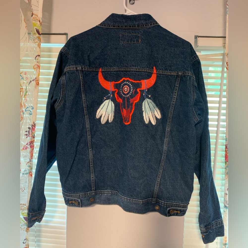 Wrangler Indigo Denim Embroidered Jacket for Women or Men